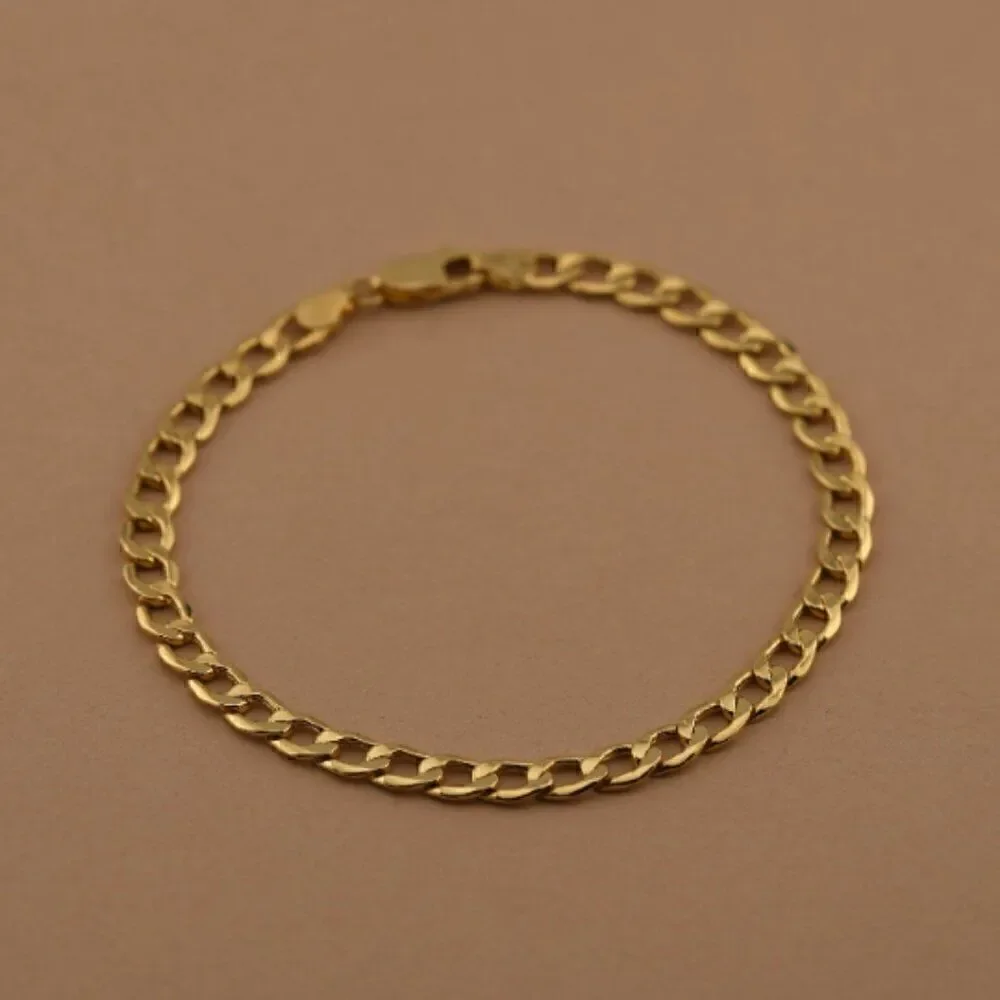 14K Real Gold 4.8 mm Cuban Chain Bracelet | Birthday Gift | Real Gold Cuban |